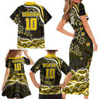 Personalized Richmond Tigers Family Matching Short Sleeve Bodycon Dress and Hawaiian Shirt Aboriginal Dot Art - Dreamtime Football Mascot