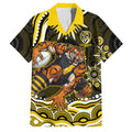 Personalized Richmond Tigers Family Matching Short Sleeve Bodycon Dress and Hawaiian Shirt Aboriginal Dot Art - Dreamtime Football Mascot