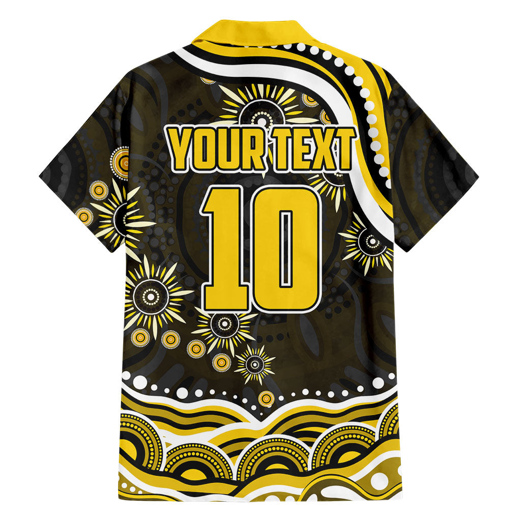 Personalized Richmond Tigers Family Matching Short Sleeve Bodycon Dress and Hawaiian Shirt Aboriginal Dot Art - Dreamtime Football Mascot
