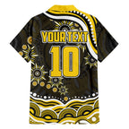 Personalized Richmond Tigers Family Matching Short Sleeve Bodycon Dress and Hawaiian Shirt Aboriginal Dot Art - Dreamtime Football Mascot