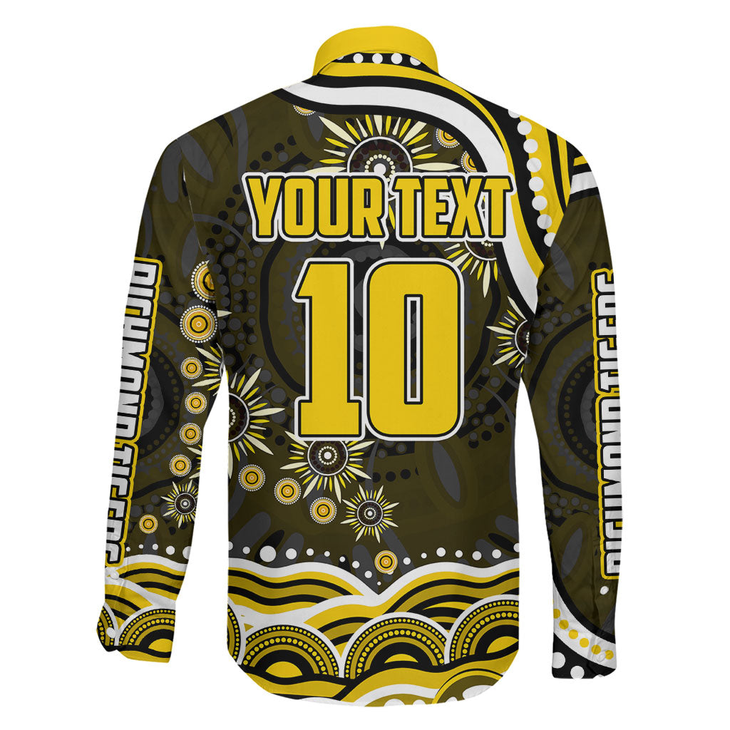 Personalized Richmond Tigers Family Matching Short Sleeve Bodycon Dress and Hawaiian Shirt Aboriginal Dot Art - Dreamtime Football Mascot