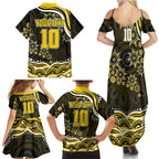 Personalized Richmond Tigers Family Matching Summer Maxi Dress and Hawaiian Shirt Aboriginal Dot Art - Dreamtime Football Mascot