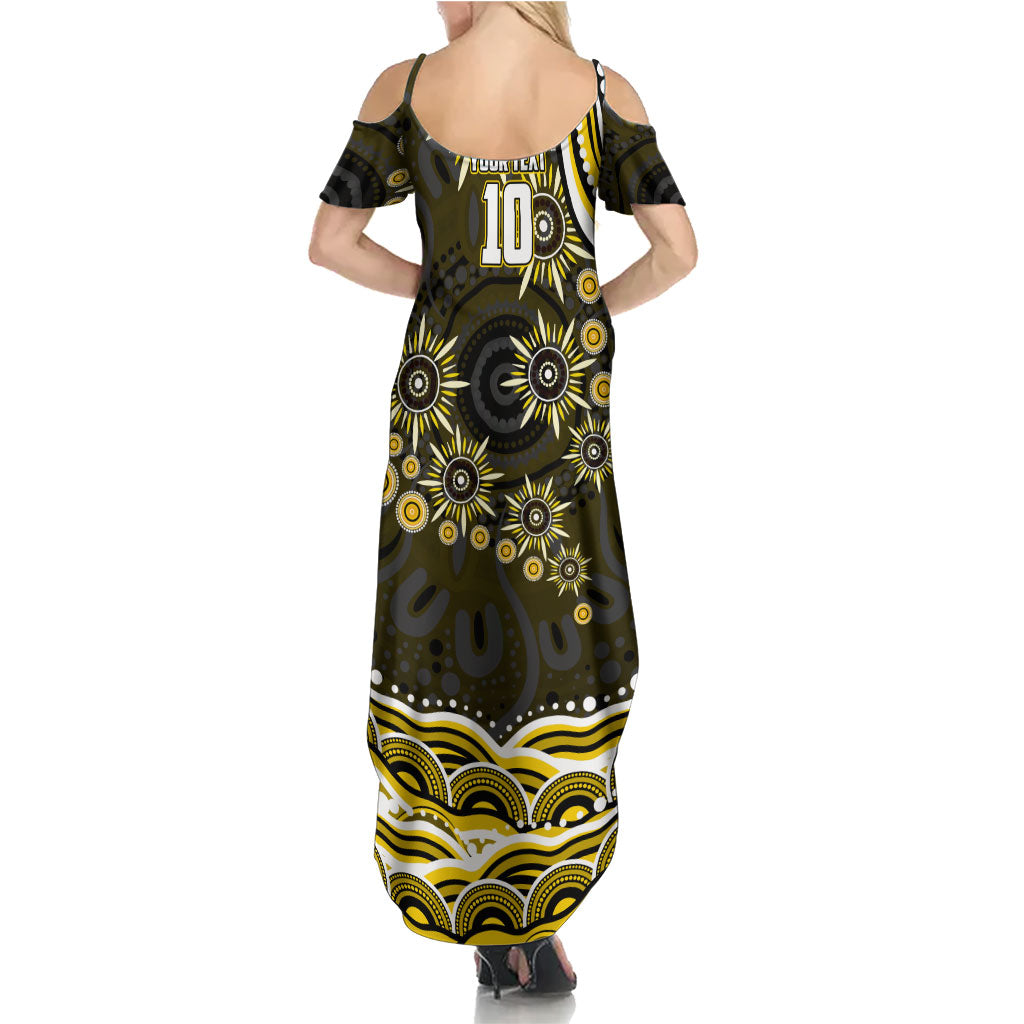 Personalized Richmond Tigers Family Matching Summer Maxi Dress and Hawaiian Shirt Aboriginal Dot Art - Dreamtime Football Mascot