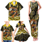 Personalized Richmond Tigers Family Matching Tank Maxi Dress and Hawaiian Shirt Aboriginal Dot Art - Dreamtime Football Mascot