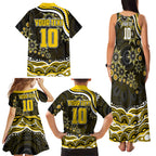 Personalized Richmond Tigers Family Matching Tank Maxi Dress and Hawaiian Shirt Aboriginal Dot Art - Dreamtime Football Mascot