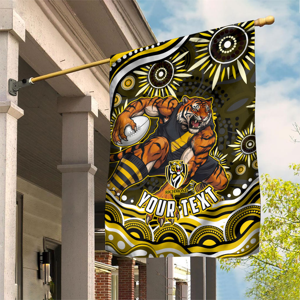 Personalized Richmond Tigers Garden Flag Aboriginal Dot Art - Dreamtime Football Mascot
