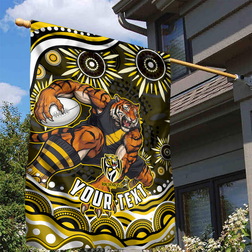 Personalized Richmond Tigers Garden Flag Aboriginal Dot Art - Dreamtime Football Mascot