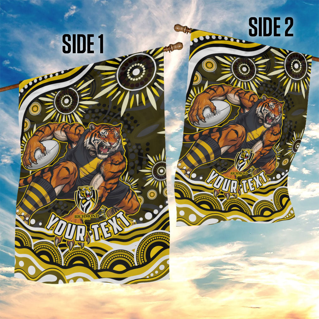 Personalized Richmond Tigers Garden Flag Aboriginal Dot Art - Dreamtime Football Mascot