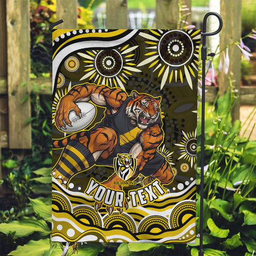 Personalized Richmond Tigers Garden Flag Aboriginal Dot Art - Dreamtime Football Mascot