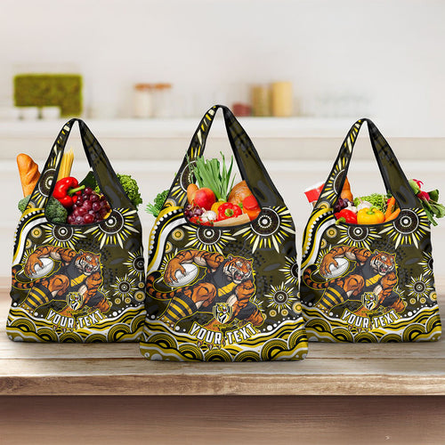 Personalized Richmond Tigers Grocery Bag Aboriginal Dot Art - Dreamtime Football Mascot