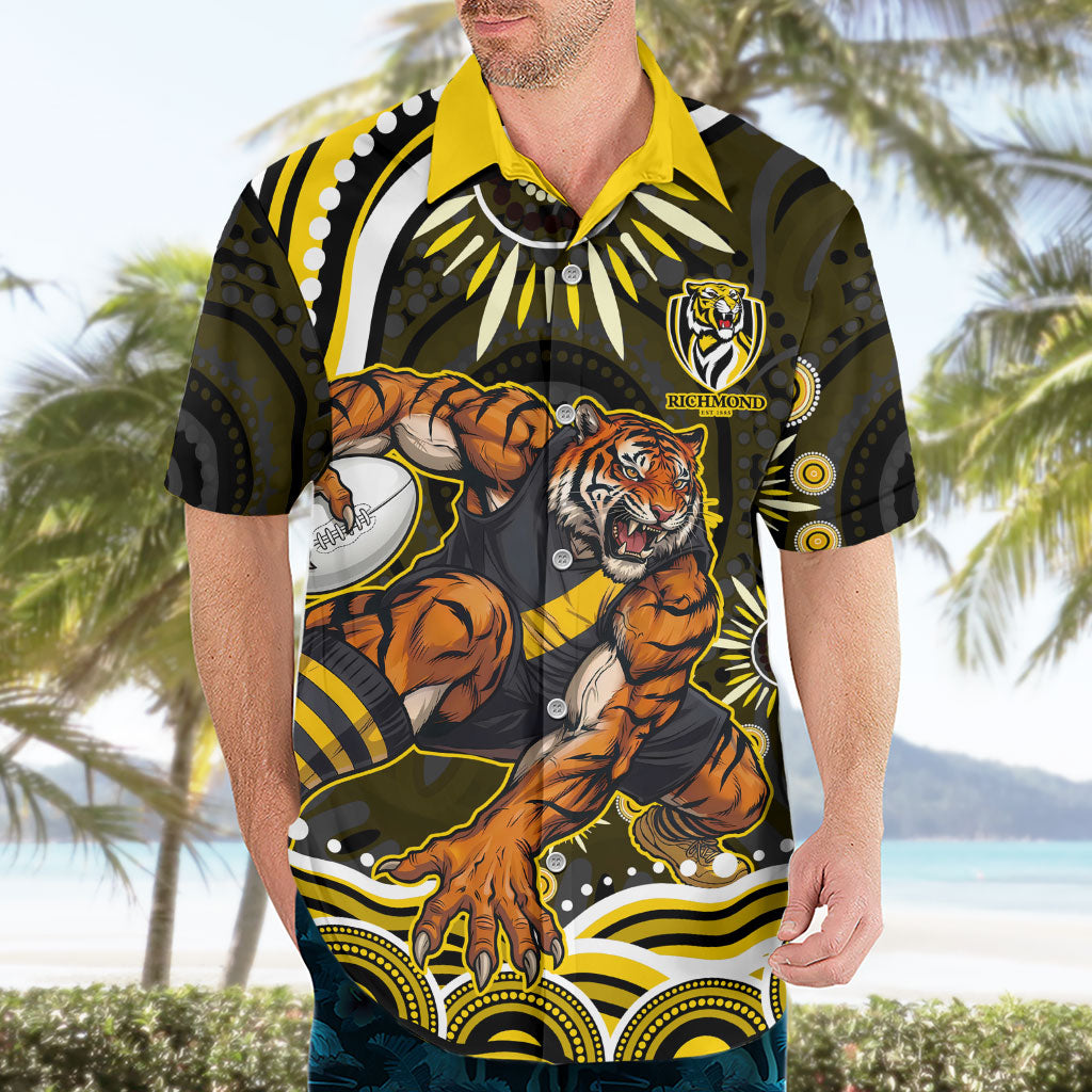 Personalized Richmond Tigers Hawaiian Shirt Aboriginal Dot Art - Dreamtime Football Mascot