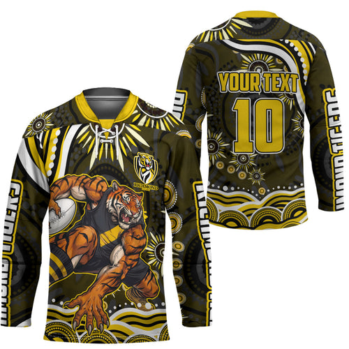 Personalized Richmond Tigers Hockey Jersey Aboriginal Dot Art - Dreamtime Football Mascot