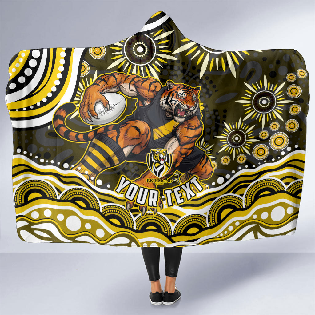 Personalized Richmond Tigers Hooded Blanket Aboriginal Dot Art - Dreamtime Football Mascot