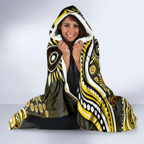 Personalized Richmond Tigers Hooded Blanket Aboriginal Dot Art - Dreamtime Football Mascot