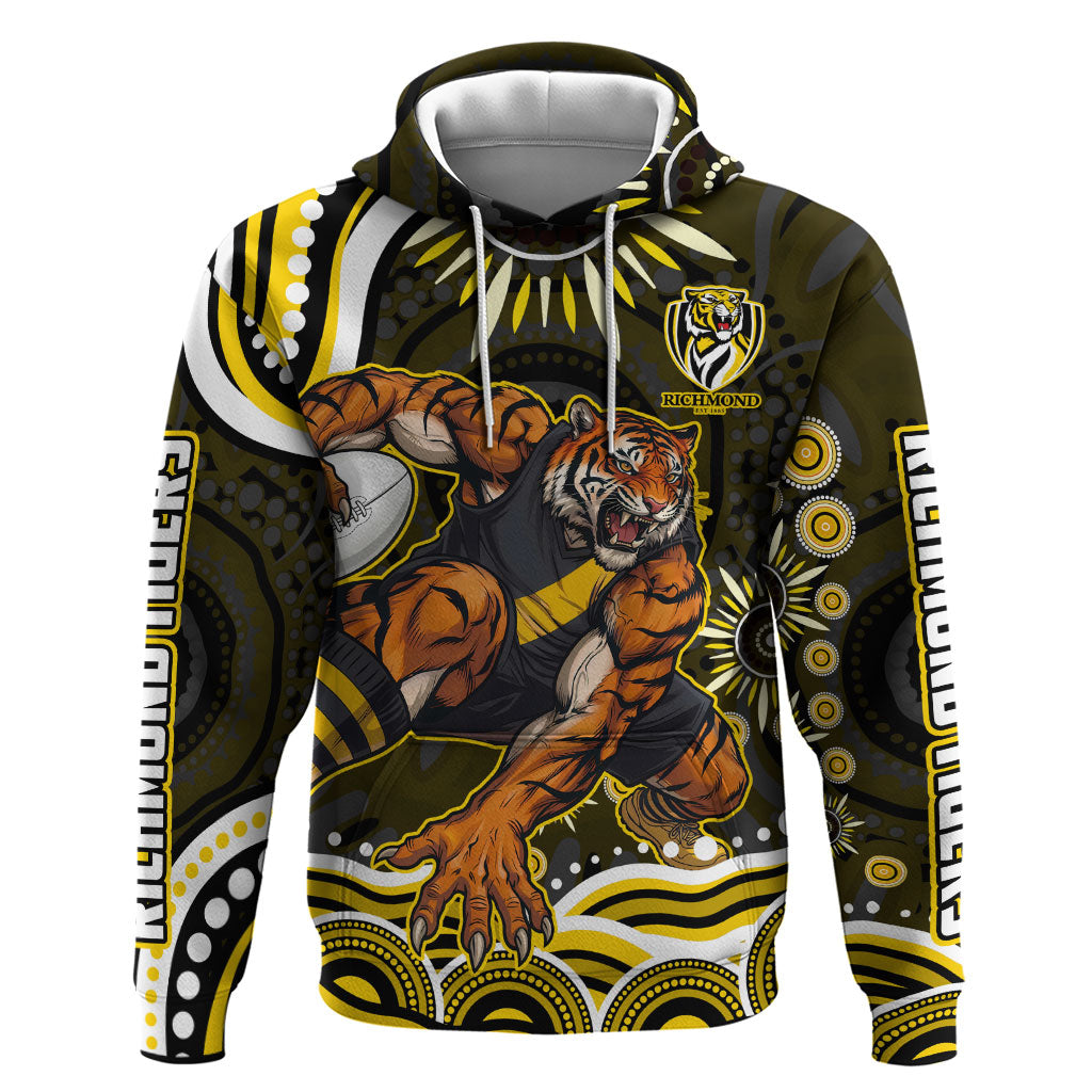 Personalized Richmond Tigers Hoodie Aboriginal Dot Art - Dreamtime Football Mascot