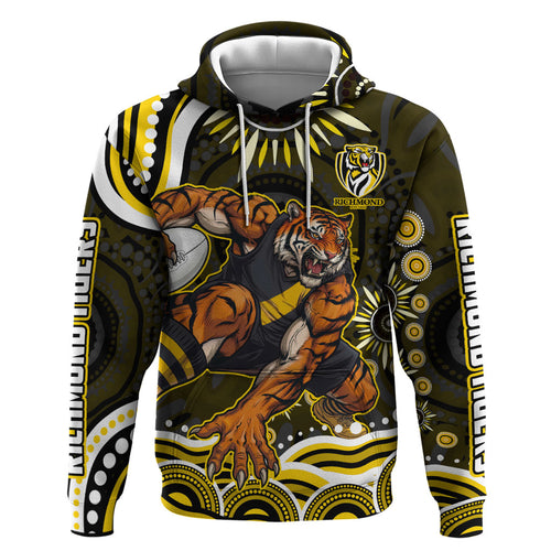Personalized Richmond Tigers Hoodie Aboriginal Dot Art - Dreamtime Football Mascot