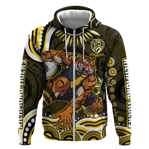 Personalized Richmond Tigers Hoodie Aboriginal Dot Art - Dreamtime Football Mascot