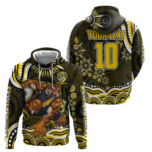 Personalized Richmond Tigers Hoodie Aboriginal Dot Art - Dreamtime Football Mascot