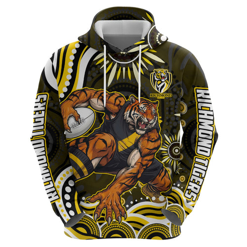 Personalized Richmond Tigers Hoodie Aboriginal Dot Art - Dreamtime Football Mascot
