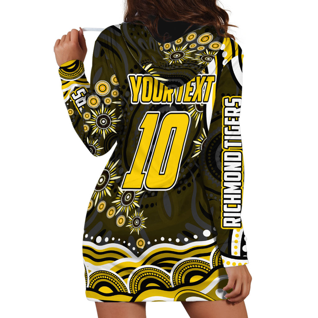 Personalized Richmond Tigers Hoodie Dress Aboriginal Dot Art - Dreamtime Football Mascot