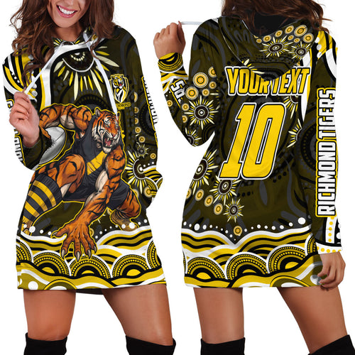 Personalized Richmond Tigers Hoodie Dress Aboriginal Dot Art - Dreamtime Football Mascot