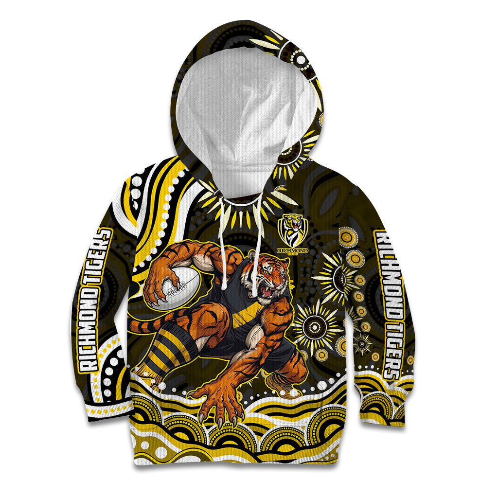 Personalized Richmond Tigers Kid Hoodie Aboriginal Dot Art - Dreamtime Football Mascot