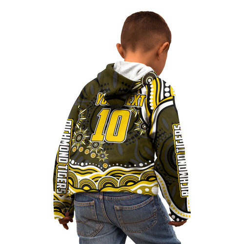 Personalized Richmond Tigers Kid Hoodie Aboriginal Dot Art - Dreamtime Football Mascot