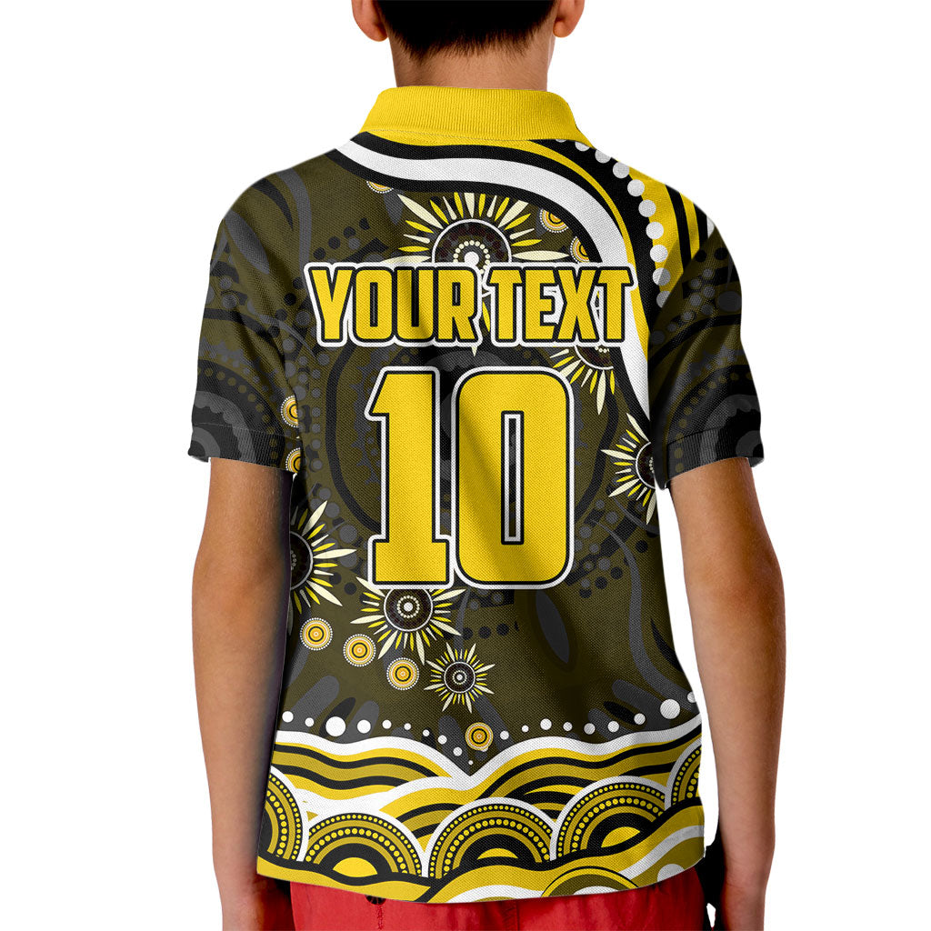 Personalized Richmond Tigers Kid Polo Shirt Aboriginal Dot Art - Dreamtime Football Mascot