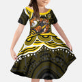 Personalized Richmond Tigers Kid Short Sleeve Dress Aboriginal Dot Art - Dreamtime Football Mascot