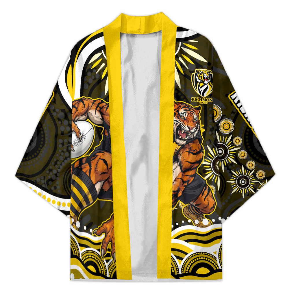 Personalized Richmond Tigers Kimono Aboriginal Dot Art - Dreamtime Football Mascot