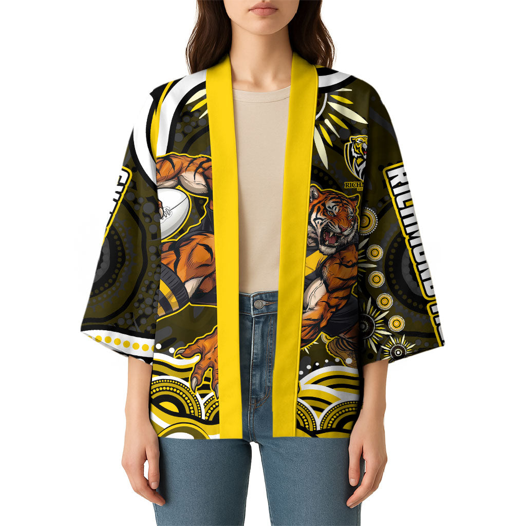 Personalized Richmond Tigers Kimono Aboriginal Dot Art - Dreamtime Football Mascot