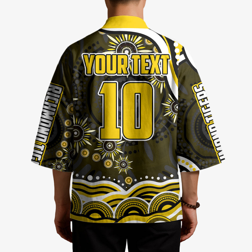 Personalized Richmond Tigers Kimono Aboriginal Dot Art - Dreamtime Football Mascot