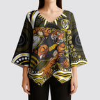 Personalized Richmond Tigers Kimono Sleeve Blouse Aboriginal Dot Art - Dreamtime Football Mascot