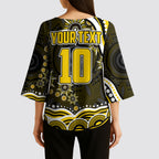 Personalized Richmond Tigers Kimono Sleeve Blouse Aboriginal Dot Art - Dreamtime Football Mascot