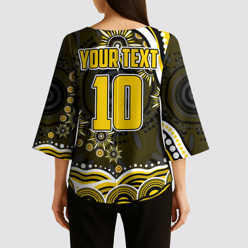 Personalized Richmond Tigers Kimono Sleeve Blouse Aboriginal Dot Art - Dreamtime Football Mascot