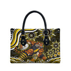 Personalized Richmond Tigers Leather Bag Aboriginal Dot Art - Dreamtime Football Mascot
