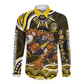 Personalized Richmond Tigers Long Sleeve Button Shirt Aboriginal Dot Art - Dreamtime Football Mascot