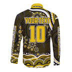 Personalized Richmond Tigers Long Sleeve Button Shirt Aboriginal Dot Art - Dreamtime Football Mascot