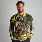 Personalized Richmond Tigers Long Sleeve Polo Shirt Aboriginal Dot Art - Dreamtime Football Mascot