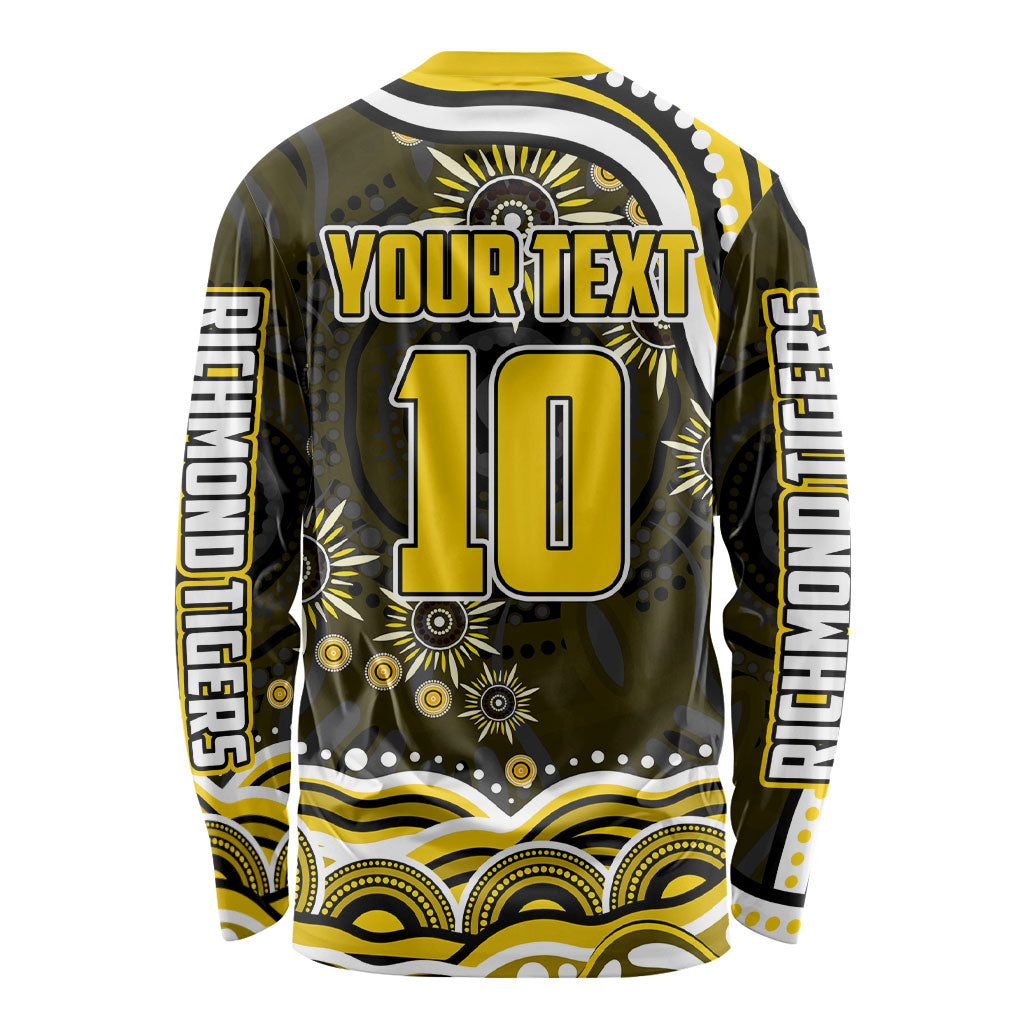 Personalized Richmond Tigers Long Sleeve Shirt Aboriginal Dot Art - Dreamtime Football Mascot