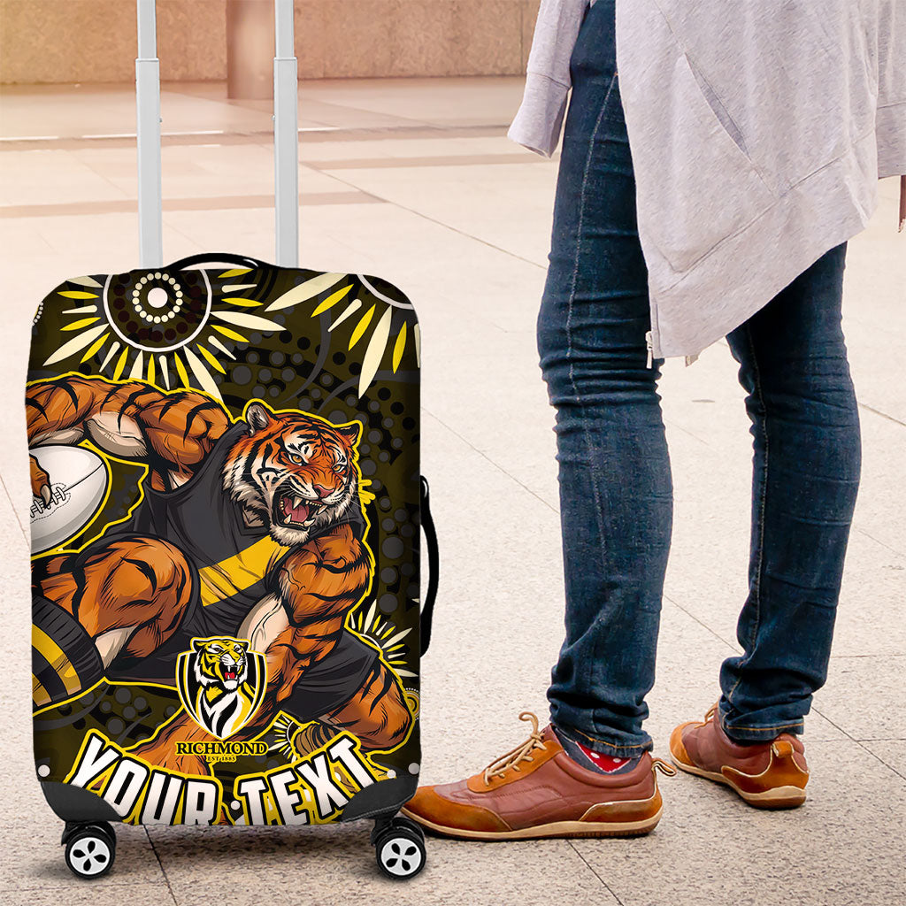 Personalized Richmond Tigers Luggage Cover Aboriginal Dot Art - Dreamtime Football Mascot