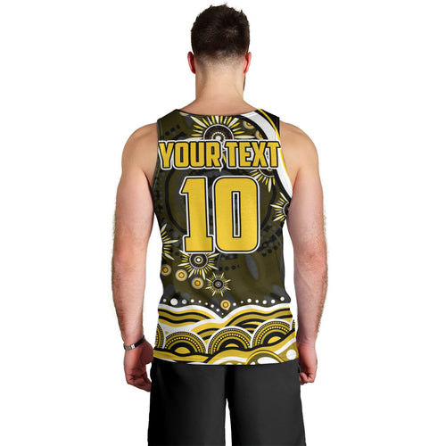 Personalized Richmond Tigers Men Tank Top Aboriginal Dot Art - Dreamtime Football Mascot