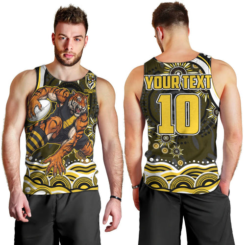 Personalized Richmond Tigers Men Tank Top Aboriginal Dot Art - Dreamtime Football Mascot