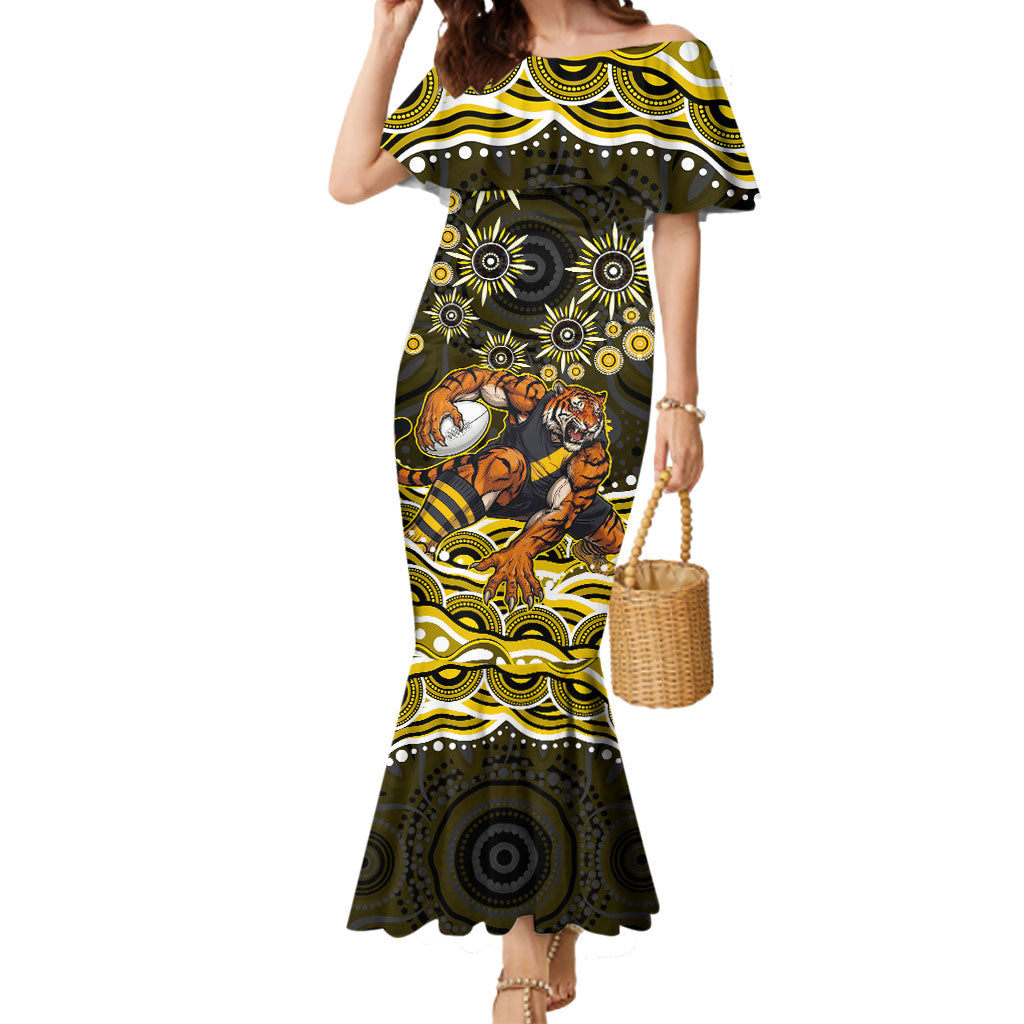 Personalized Richmond Tigers Mermaid Dress Aboriginal Dot Art - Dreamtime Football Mascot