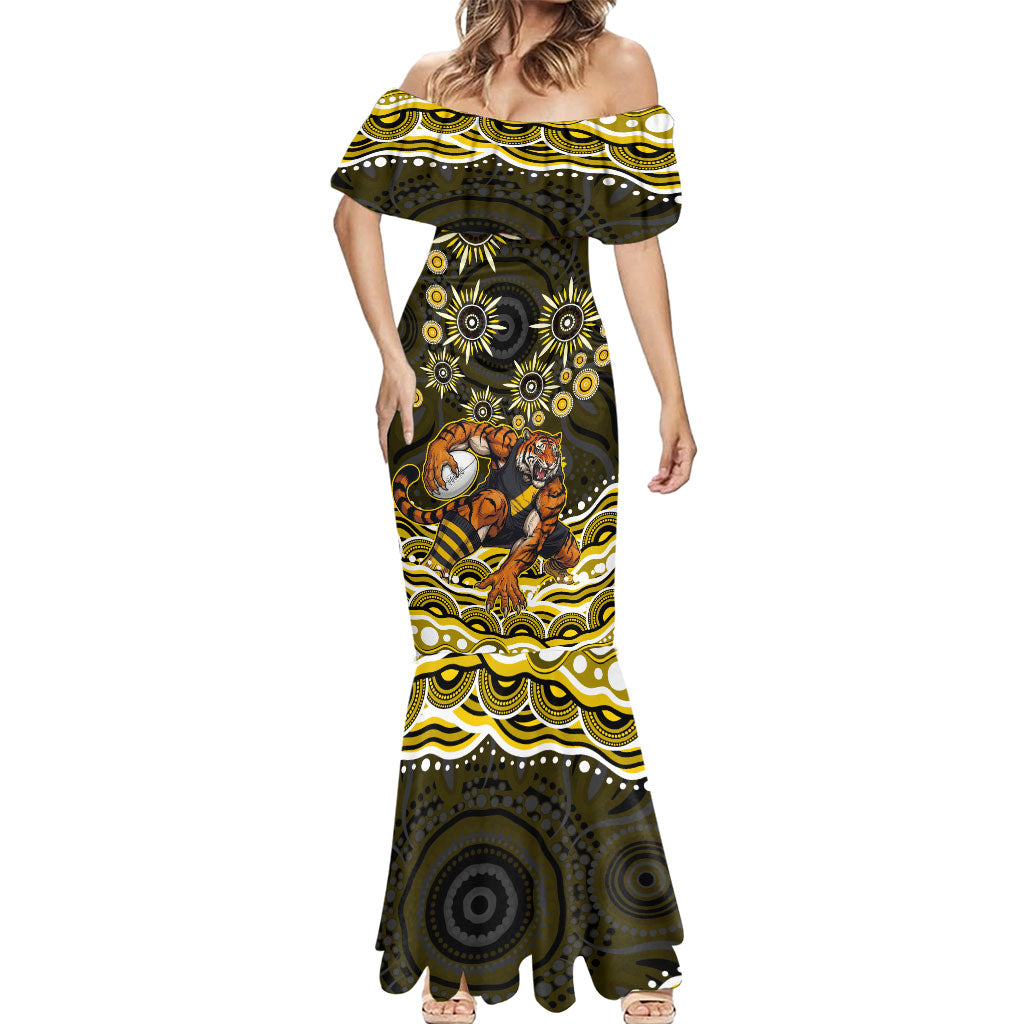 Personalized Richmond Tigers Mermaid Dress Aboriginal Dot Art - Dreamtime Football Mascot