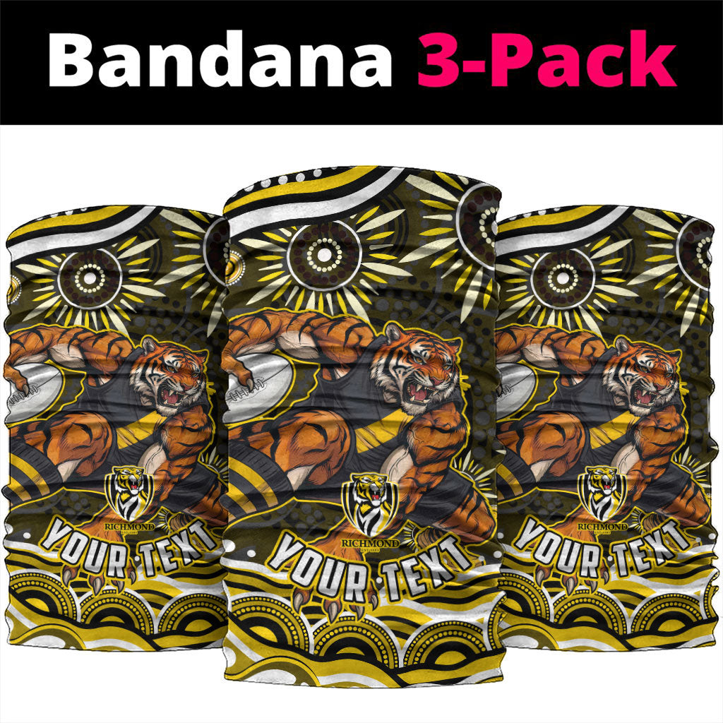 Personalized Richmond Tigers Neck Gaiter Aboriginal Dot Art - Dreamtime Football Mascot