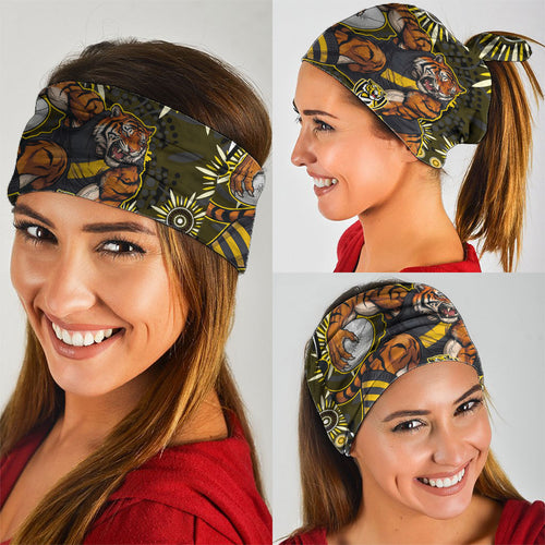 Personalized Richmond Tigers Neck Gaiter Aboriginal Dot Art - Dreamtime Football Mascot