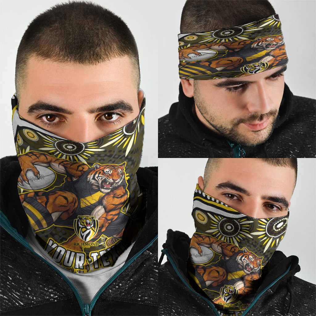 Personalized Richmond Tigers Neck Gaiter Aboriginal Dot Art - Dreamtime Football Mascot