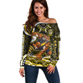 Personalized Richmond Tigers Off Shoulder Sweater Aboriginal Dot Art - Dreamtime Football Mascot