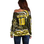 Personalized Richmond Tigers Off Shoulder Sweater Aboriginal Dot Art - Dreamtime Football Mascot